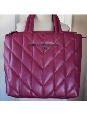 Karl Lagerfeld Paris Voyage Magenta Quilted Tote Bag